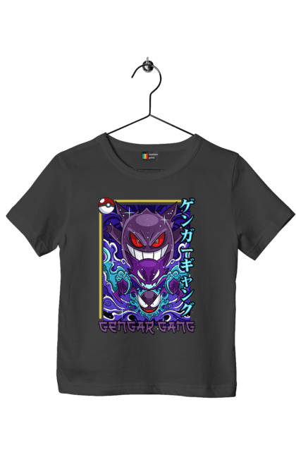 Children's t-shirt with prints Pokemon Gengar. Anime, fushigibana, games, gengar, nintendo, pokemon, pokemon go. 2070702