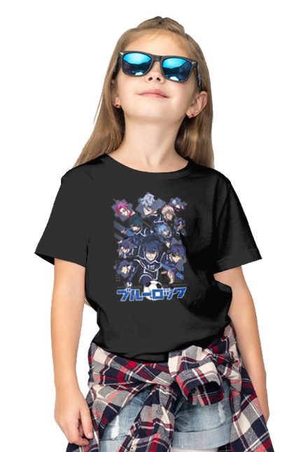 Children's t-shirt with prints Blue Lock. Anime, blue lock, blue prison, manga, sport, sports anime. 2070702