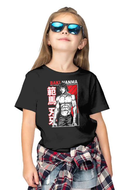 Children's t-shirt with prints Hanma Baki. Anime, baki fighter, hanma baki, manga, martial arts, tv series. 2070702