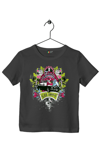 Футболка дитяча з принтом "Автомобільне Шоу, Літо". Автомобіль, гроші, карти, пальма, шоу. 2070702