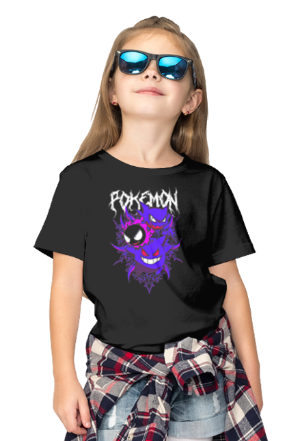 Children's t-shirt with prints Pokemon Gengar. Anime, fushigibana, games, gengar, nintendo, pokemon, pokemon go. 2070702