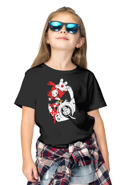 Children's t-shirt with prints Fullmetal Alchemist. Adventures, alphonse elric, anime, edward elric, fullmetal alchemist, light novel, manga, steampunk. 2070702