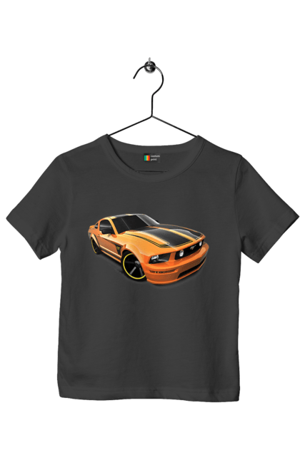 Футболка дитяча з принтом "Помаранчева, швидкісна машина". Їзда, колеса, машина, швидкість. 2070702