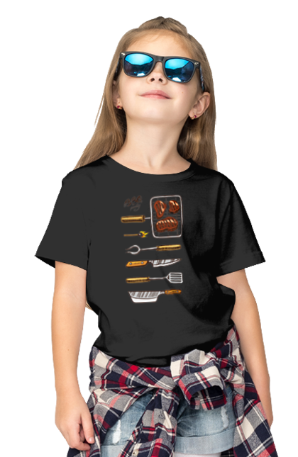 Футболка дитяча з принтом "Барбекю Паті". Барбекю, м`ясо, смажити. 2070702