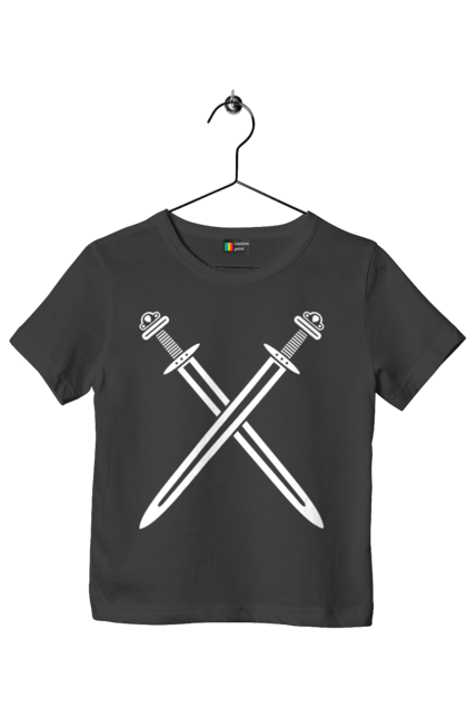 Children's t-shirt with prints Two crossed swords. Crossed swords, sword, swords, vikings, weapon. CustomPrint.market