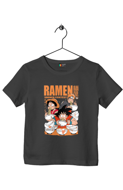 Children's t-shirt with prints Ramen. Anime, characters, food, goku, luffy, manga, naruto, ramen. 2070702