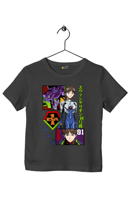 Children's t-shirt with prints Evangelion. Angel, anime, eva 01, evangelion, manga, neon genesis evangelion, shinji. 2070702