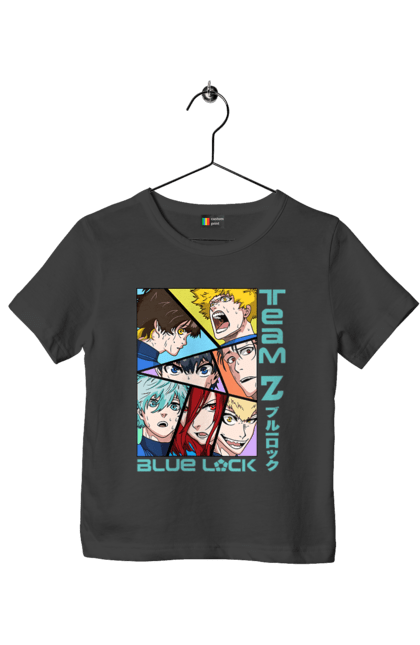 Children's t-shirt with prints Blue Lock. Anime, blue lock, blue prison, manga, sport, sports anime. 2070702