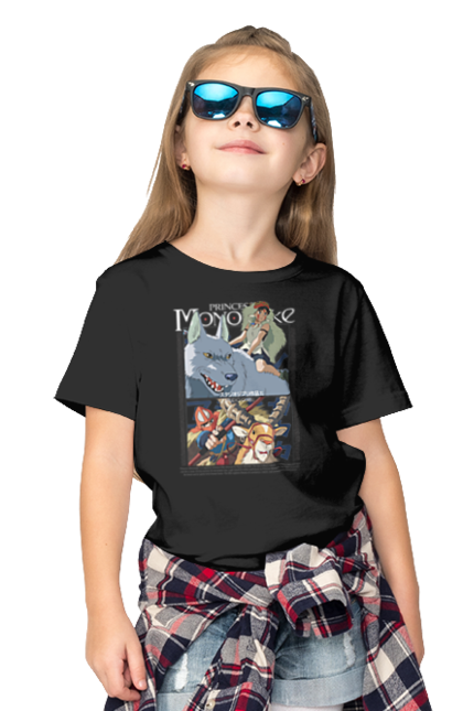 Children's t-shirt with prints Princess Mononoke. Adventure, anime, fantasy, ghibli, hayao miyazaki, princess mononoke, studio ghibli. 2070702