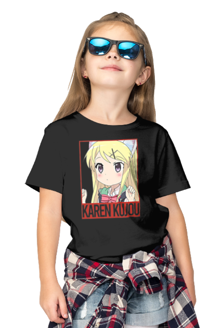 Children's t-shirt with prints Kiniro Mosaic Karen Kujo. Anime, gold mosaic, karen, karen kujo, kiniro mosaic, kinmoza, manga. 2070702