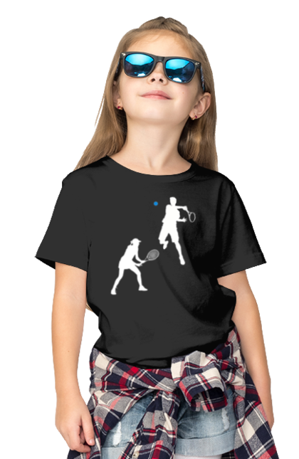 Футболка дитяча з принтом "Теніс". Великий теніс, гравці, грунт, м`яч, призовий фонд, ракетка, спонсор, турнір на ґрунті, турнірна сітка, хард. 2070702