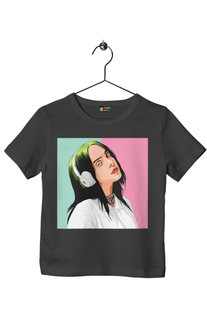 Футболка дитяча з принтом "Billie Eilish". Активістка, біллі айліш, мизукант, права, співачка, тварини. 2070702