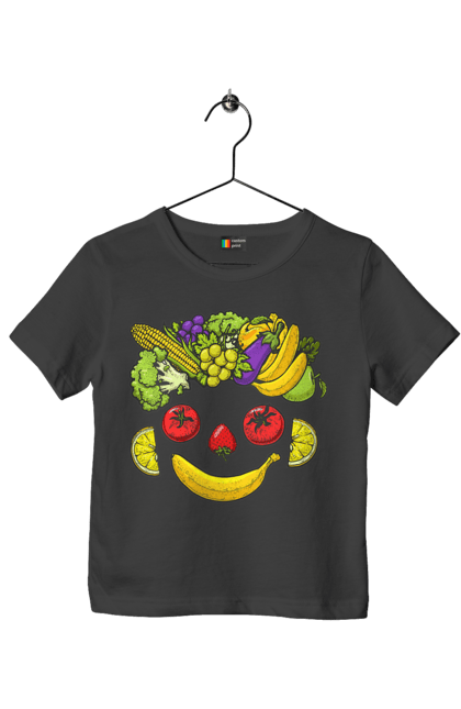 Футболка дитяча з принтом "Зсж Посмішка". Зож, овоч, посмішка, фрукт. 2070702