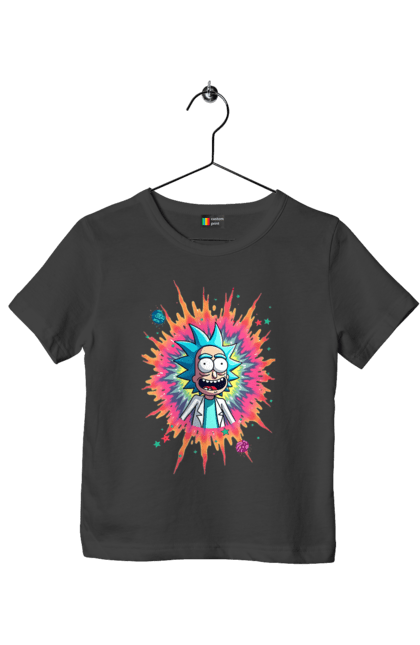 Футболка детская с принтом Рик и Морти. Rick and morty, мультфильм, научная фантастика, приключения, рик, рик и морти, сериал. 2070702