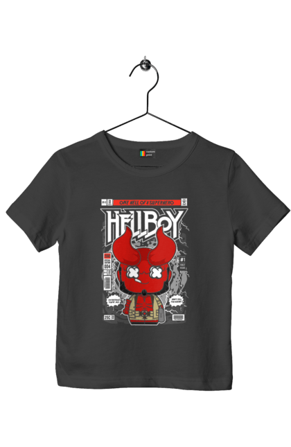 Футболка дитяча з принтом "Hellboy". Дивуватися, диявола, комікси, комікси dc, пекельний хлопець, пекло, хлопчик. Funkotee