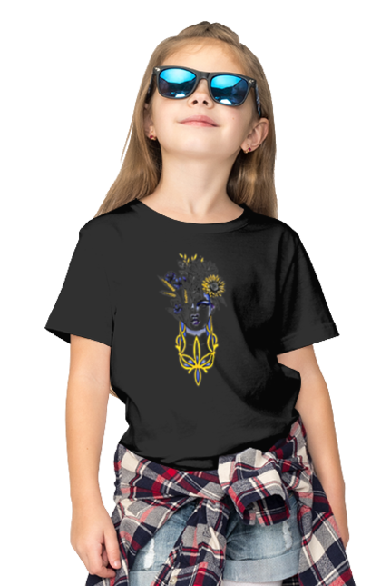 Children's t-shirt with prints Ukrainian. Sunflower, ukrainian, woman. 2070702