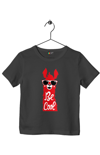 Футболка дитяча з принтом "Крута лама". Звірі, круте, круто, лама, окуляри, тварини. 2070702