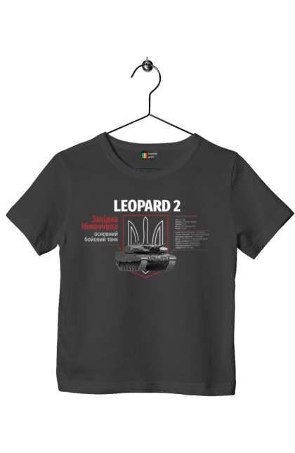 Футболка дитяча з принтом "Leopard 2". Leopard 2, залужний, зброя, танк. 2070702