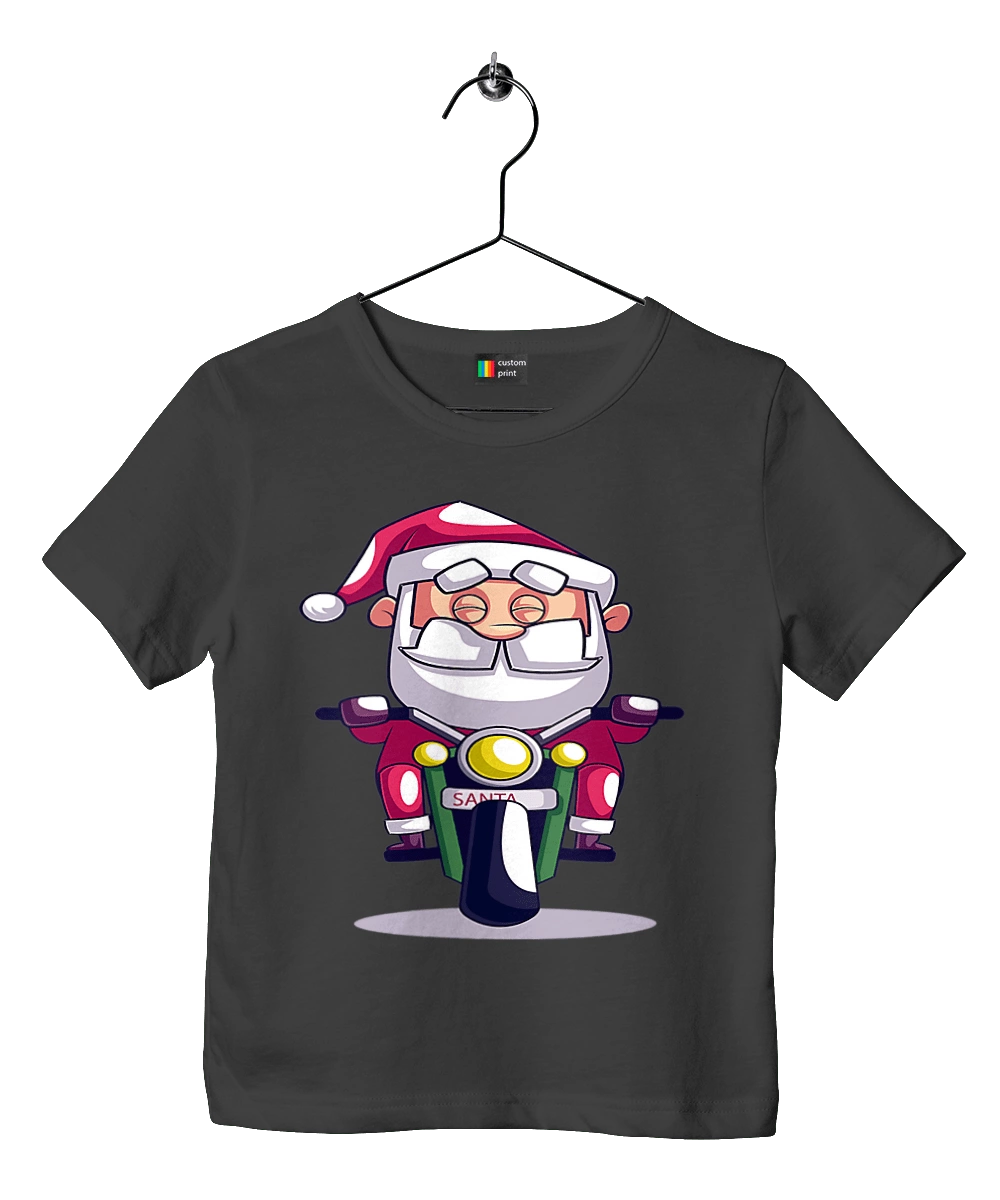 Happy Santa on a motorcycle