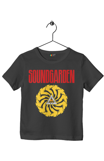 Футболка детская с принтом Soundgarden. Sound garden, soundgarden, альтернативный рок, гранж, группа, метал, музыка, рок, хард-рок. 2070702