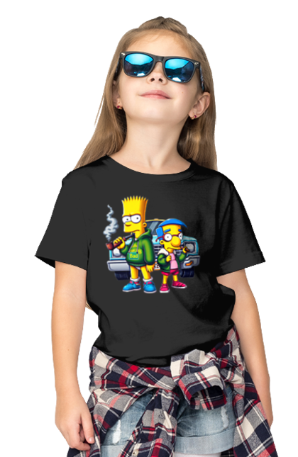 Children's t-shirt with prints Bart Breaking Bad. Bart, breaking bad, cartoon, character, laboratory, milhouse, serial, simpson, simpsons. 2070702