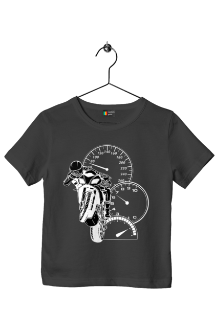 Футболка дитяча з принтом "Мотоцикл І Швидкість Білий". Мото, мотоцикл, швидкість. 2070702