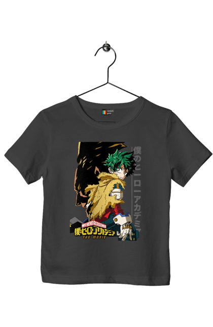 Футболка дитяча з принтом "Моя академія героїв Мідорія". Izuku, midoriya, my hero academia, аніме, ізуку мідорія, манга, мідорія, моя геройська академія. 2070702