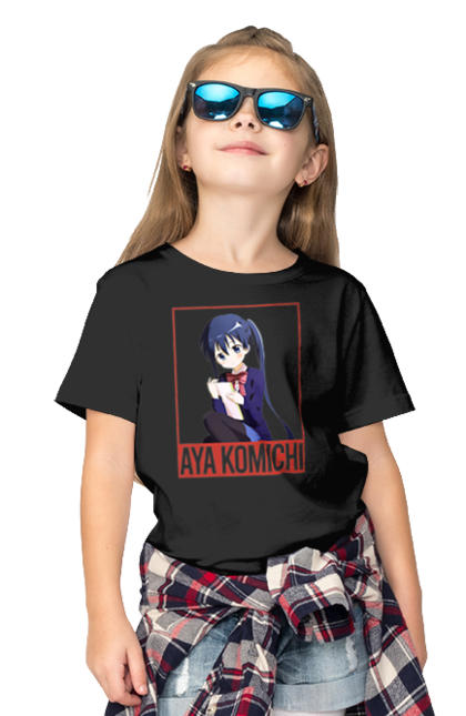 Children's t-shirt with prints Kiniro Mosaic Aya Komichi. Anime, aya komichi, gold mosaic, kiniro mosaic, kinmoza, manga. 2070702