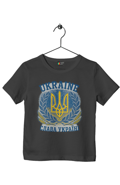 Футболка дитяча з принтом "Слава Україні". Герб україни, героям слава, жовто блакитний, патріотичні, прапор україни, слава україні, тризуб, україна, українська символіка, українські. 2070702