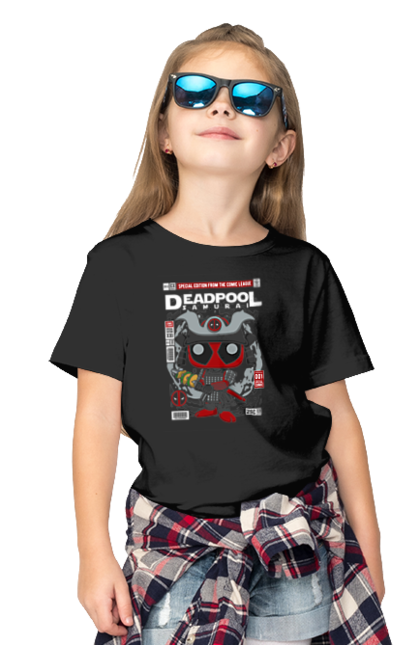 Футболка дитяча з принтом "Deadpool Samurai". Басейн, герой, дедпул, дивуватися, комікси, мем, мертвий, плівка, самурай. Funkotee
