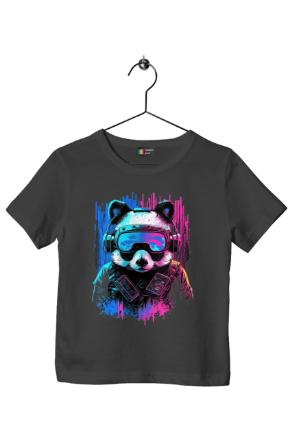 Футболка дитяча з принтом "Панда в VR шолом". Віртуальна реальність, гік, панда, персонаж, шолом. 2070702