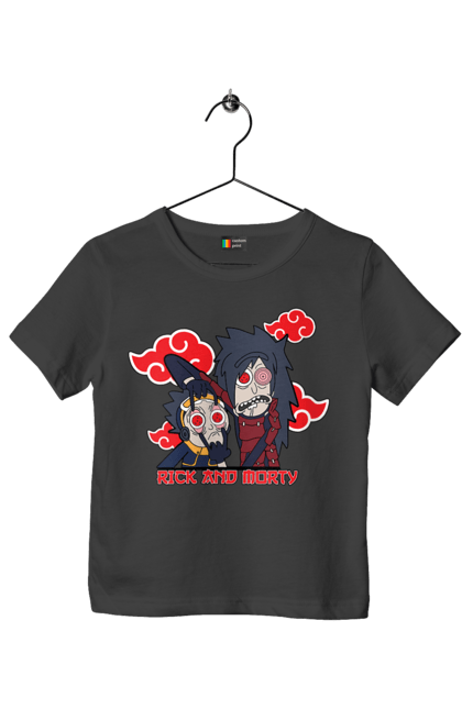 Children's t-shirt with prints Rick and Morty. Adventures, black humor, cartoon, naruto, rick, rick and morty, sci-fi, tragicomedy. 2070702