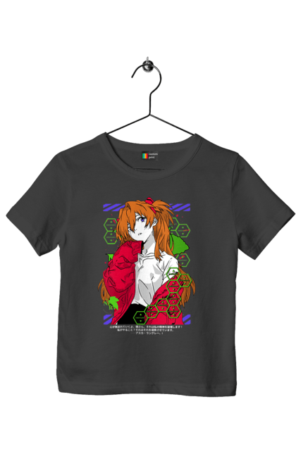 Children's t-shirt with prints Evangelion Asuka. Anime, asuka, asuka langley sorry, eva 02, evangelion, eve, kaoru, manga, ray, shinji. 2070702