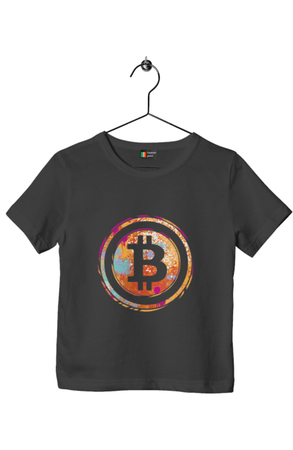 Футболка дитяча з принтом "Біткоїн". Биткоин, бінарний, біткоїн, біткойн, валюта, гроші, крипто, програміст, хакер. 2070702