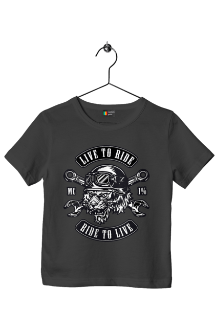 Футболка дитяча з принтом "Жити, Щоб Їздити, Тигр". Їздити, мопед, тигр. 2070702