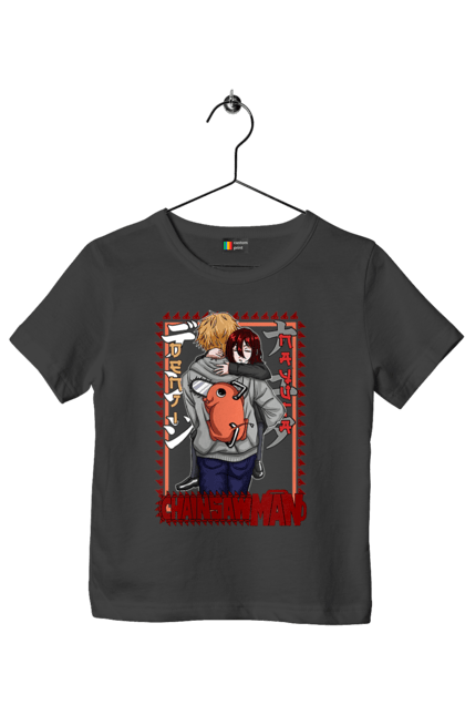 Children's t-shirt with prints Chainsaw Man Denji and Nayuta. Anime, chainsaw man, demon, denji, manga, nayuta, shonen. 2070702