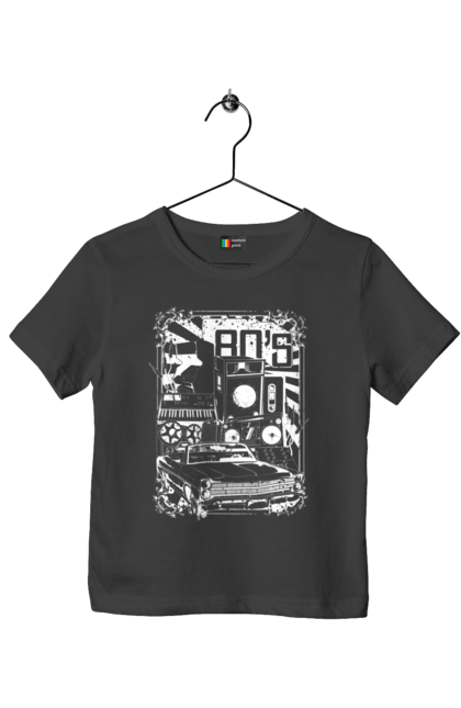 Футболка дитяча з принтом "80 Е, Машина І Музика". 80, 80ті, машина, музика. 2070702