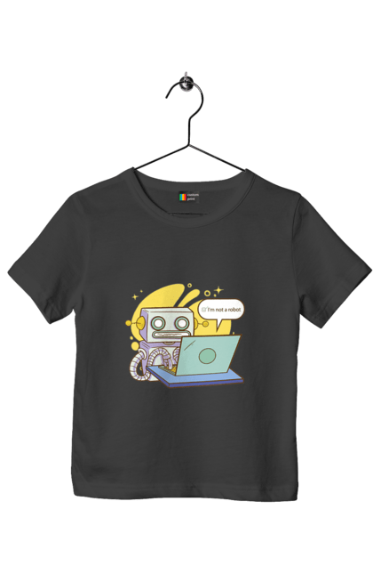 Футболка дитяча з принтом "Я не робот Хакер зрозуміє 404 до дня програміста". 404, aws, backend, c++, cloud, css, frontend, golang, java, js, linux, python, script, web, ай ті, айті, айтішник, верстка, дата, код, компьютер, лаптоп, облако, ошибка, програміст, программа, программист, програмування, робот, хакер, язык. 2070702