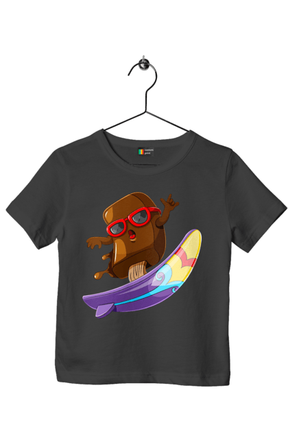 Футболка дитяча з принтом "Мороженко На Серфі". Літо, морозиво, окуляри, серфінг. 2070702