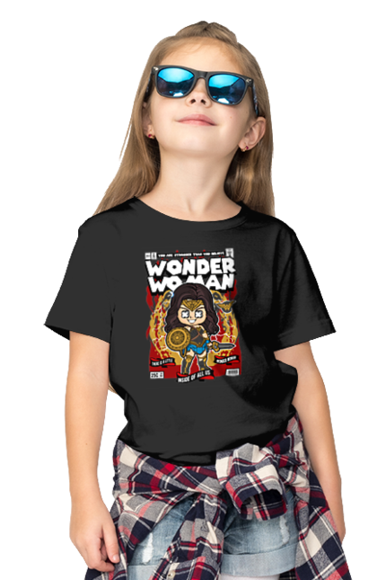 Футболка дитяча з принтом "Wonder Woman". Жінка, комікси, комікси dc, чудова жінка. Funkotee