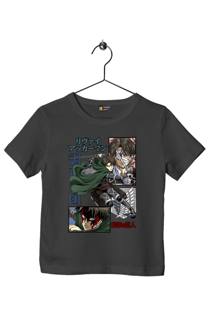 Children's t-shirt with prints Attack on Titan Levi. Ackerman, anime, attack on titan, levi, manga, shingeki no kyojin, survey corps. 2070702