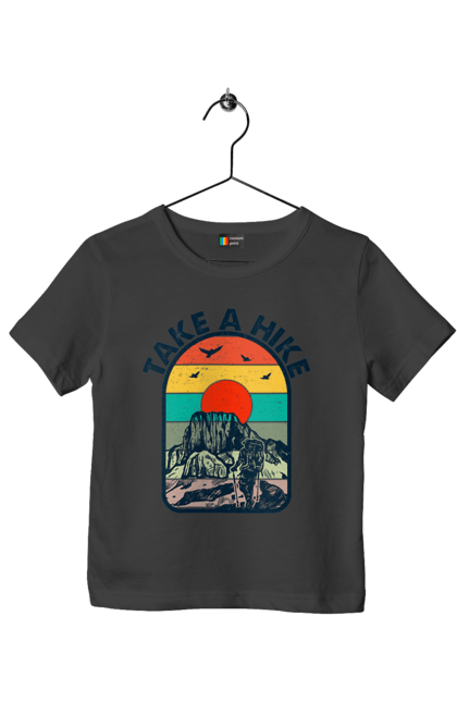 Children's t-shirt with prints Take A Walk Climber, Mountains. Climber, hike, take a walk. 2070702