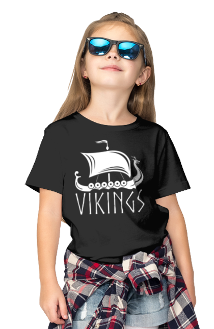 Children's t-shirt with prints Drakar Viking ship. Drakar, scandinavia, viking ship, vikings. CustomPrint.market