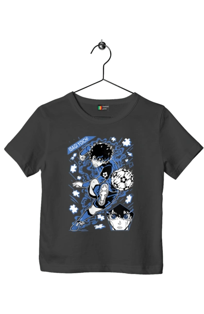 Футболка детская с принтом Синяя Тюрьма: Блю Лок Йоичи Исаги. Blue lock, yoichi isagi, аниме, блю лок, йоичи исаги, манга, синяя тюрьма, спорт, спортивное аниме. 2070702