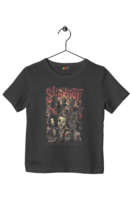 Футболка дитяча з принтом "Slipknot". Slipknot, альтернативний метал, грув метал, музика, ню метал, рок група. aslan