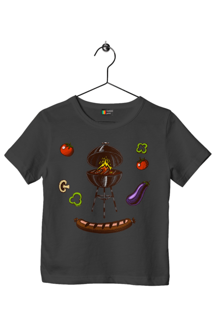 Футболка дитяча з принтом "Барбекю Сосиска". Барбекю, гриль, смажити, сосиска. 2070702