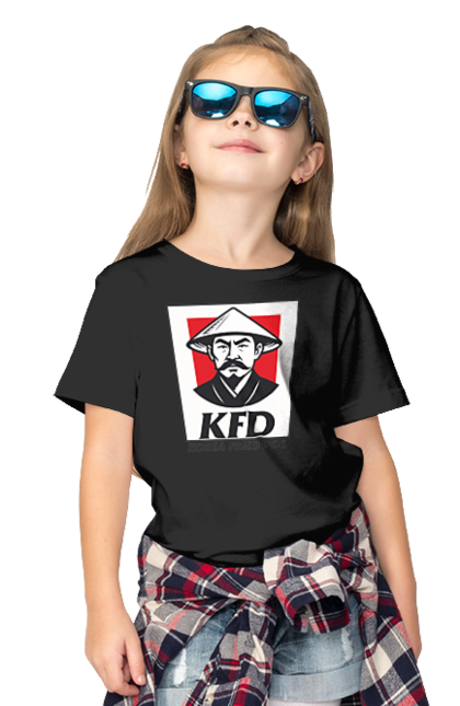 Футболка дитяча з принтом "Korea Fried Dog". Бренди, гумор, жартівливі, кфц, літні, прикольні, смішні, фаст-фуд. 2070702