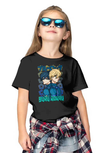 Children's t-shirt with prints Blue Lock. Anime, blue lock, blue prison, manga, sport, sports anime. 2070702