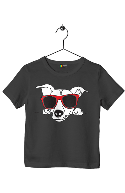 Футболка дитяча з принтом "Собака Визирає". Визирати, окуляри, собака. 2070702