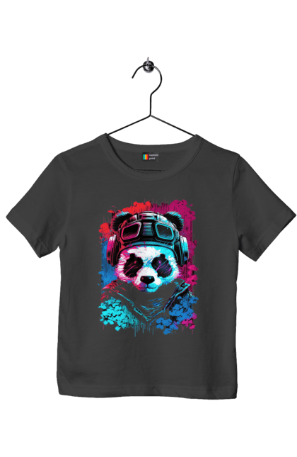 Футболка дитяча з принтом "Панда в VR шолом". Віртуальна реальність, гік, панда, персонаж, шолом. 2070702